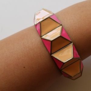 J.Crew Pink & Peach Geometric Stretch Bracelet